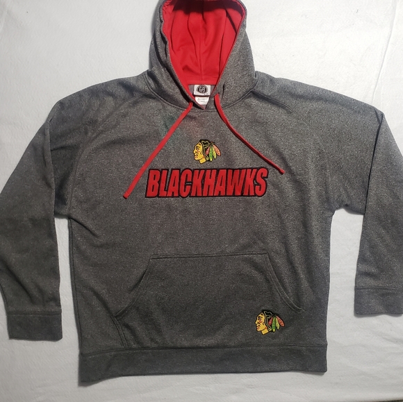 NHL Offical Licensed Gray Chicago Blackhawks Hockey Long Sleeve Hoodie Men's XL - Picture 7 of 16